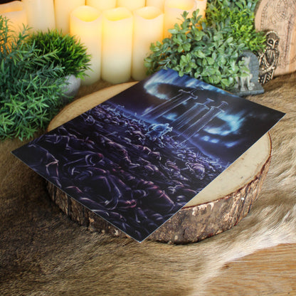 A4 print featuring the “Sverd i Fjell”, Swords in Rock, stands as one of Norway’s most iconic monuments. Three massive swords rise from the stone near Hafrsfjord, commemorating the legendary battle that united Norway under one crown.