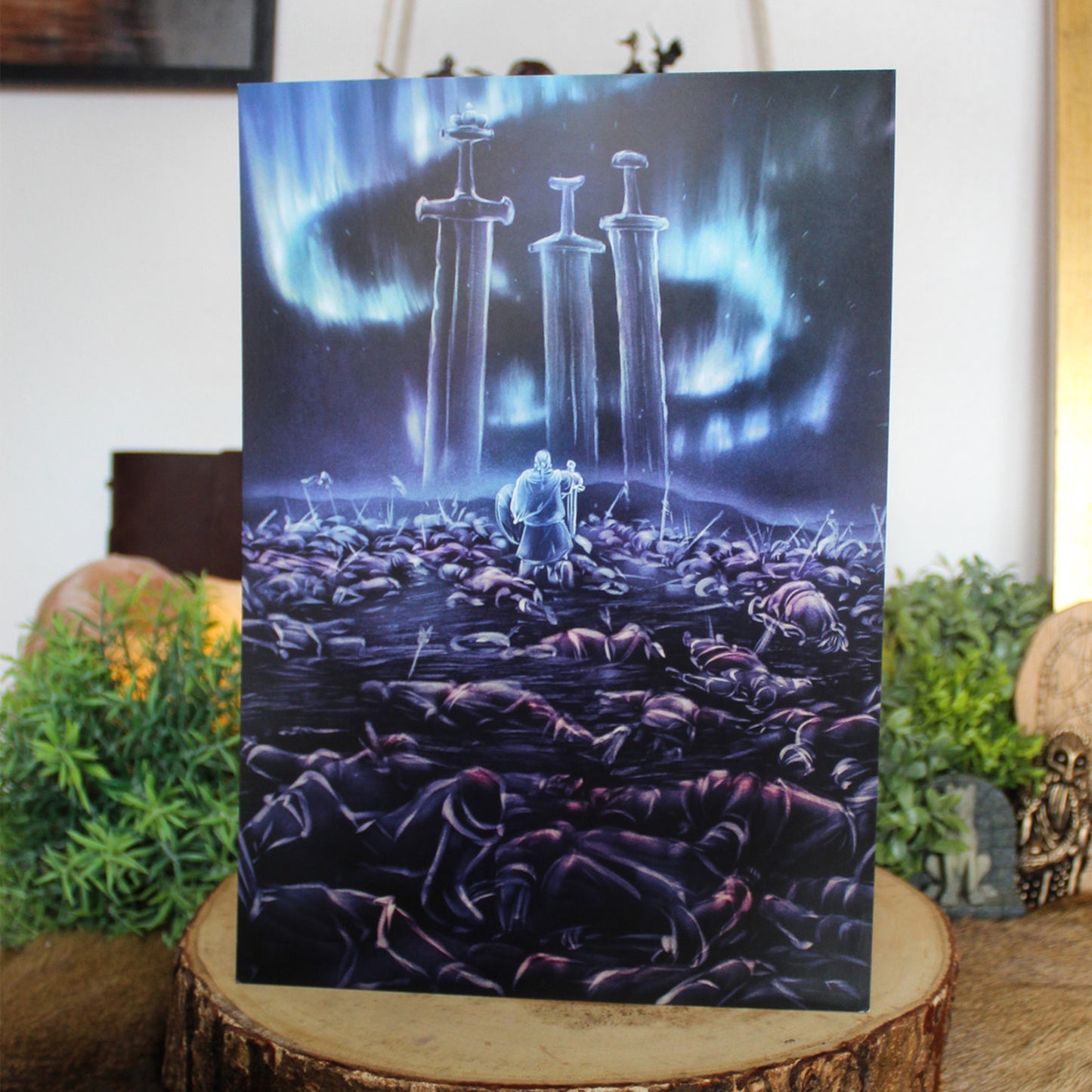 A4 print featuring the “Sverd i Fjell”, Swords in Rock, stands as one of Norway’s most iconic monuments. Three massive swords rise from the stone near Hafrsfjord, commemorating the legendary battle that united Norway under one crown.