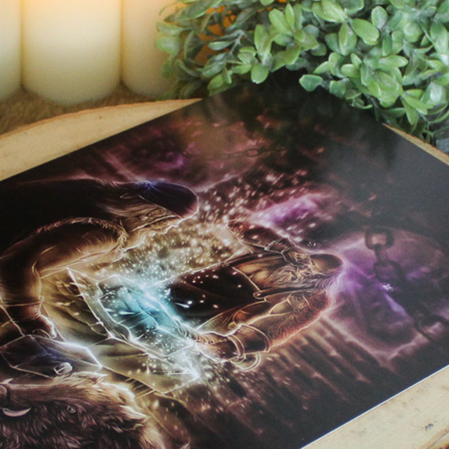 A4 print depicting the dwarves Sindri and Brokkr forging Mjölnir, Thor’s hammer, in fire and fury.