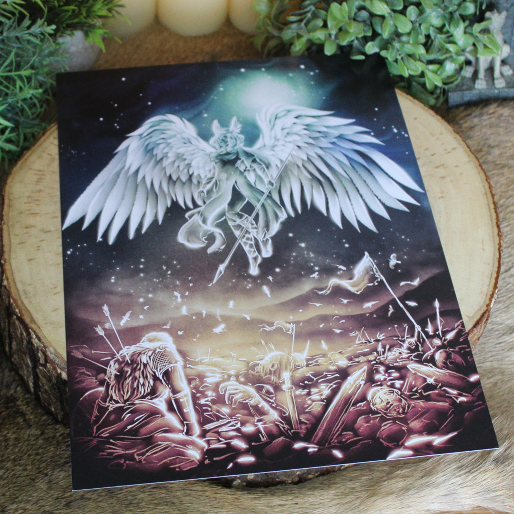 A4 art print of a Valkyrie, Odin’s warrior maiden guiding the fallen to Valhalla.