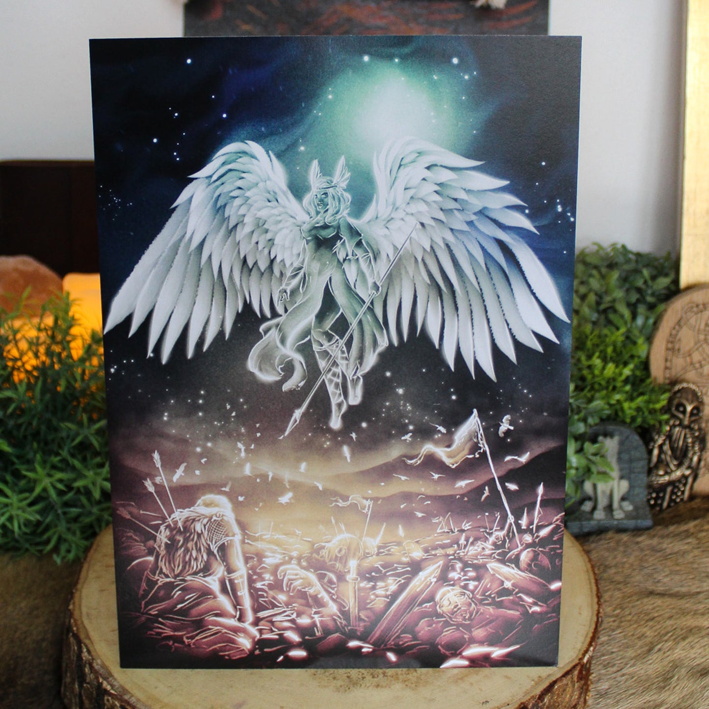 A4 art print of a Valkyrie, Odin’s warrior maiden guiding the fallen to Valhalla.