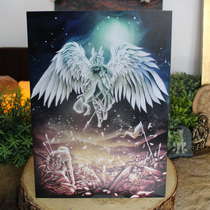 A4 art print of a Valkyrie, Odin’s warrior maiden guiding the fallen to Valhalla.