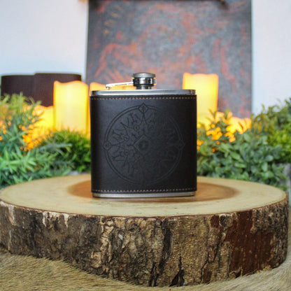 Wisdom of Odin Leather Hip Flask